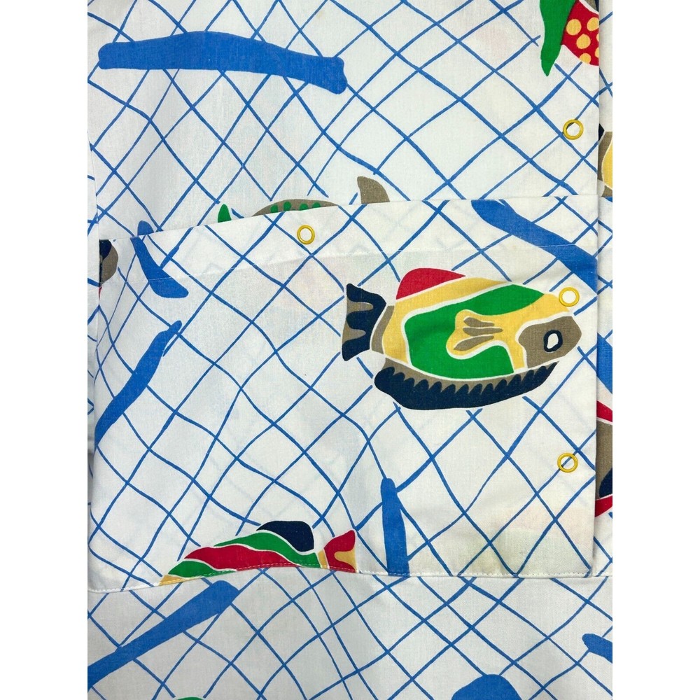 Levis Sportswear Vintage 1980's Fish Print Oversize Unisex Cotton Shirt XL - Picture 4 of 16